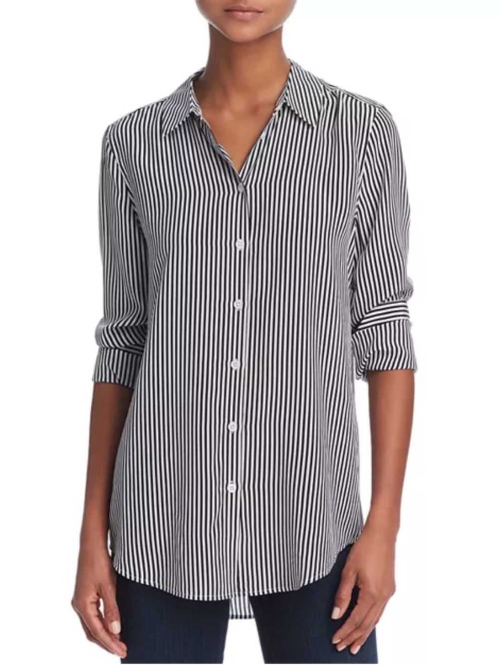 Equipment 100% Silk Stripe Shirt, XXS (fits like XS/S)